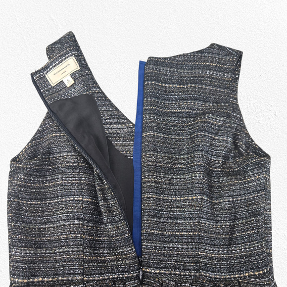 Moulinette Soeurs Black Metallic Tweed Fit & Flare Sleeveless Mini Dress Size 6 - Picture 7 of 8